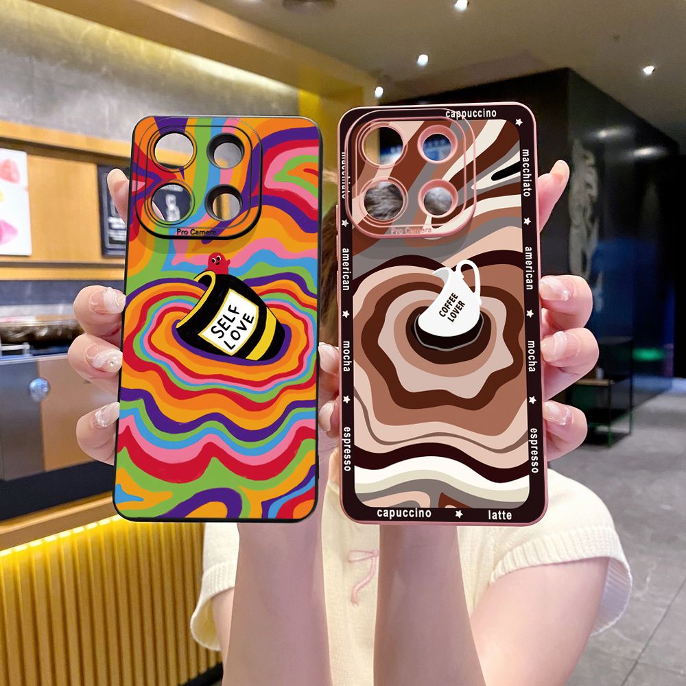 for Xiaomi Redmi Note 13 12 Pro 5G 12S 11S 13C A1 10 Pro 4G 10S Redmi 10C 9C 9S A2 Liquid Coffe Full Protective Case Anti Drop Cover