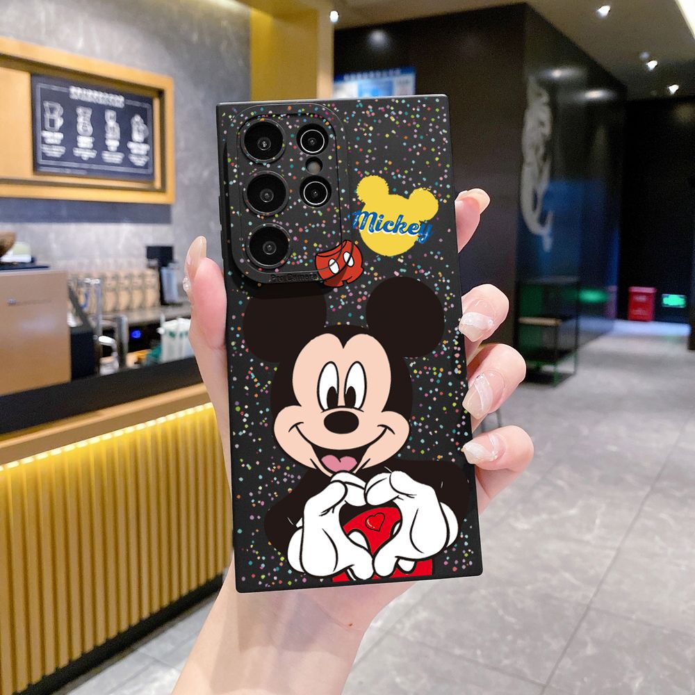 for Samsung Galaxy S24 S23 Ultra S22 Plus Note 20 S21 FE S20 Mickey Minnie Love Heart Sign Full Protective Case Anti Drop Cover