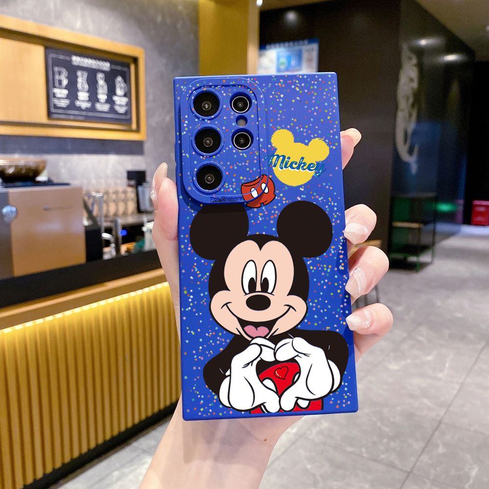 for Samsung Galaxy S24 S23 Ultra S22 Plus Note 20 S21 FE S20 Mickey Minnie Love Heart Sign Full Protective Case Anti Drop Cover
