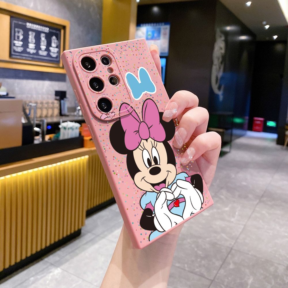 for Samsung Galaxy S24 S23 Ultra S22 Plus Note 20 S21 FE S20 Mickey Minnie Love Heart Sign Full Protective Case Anti Drop Cover