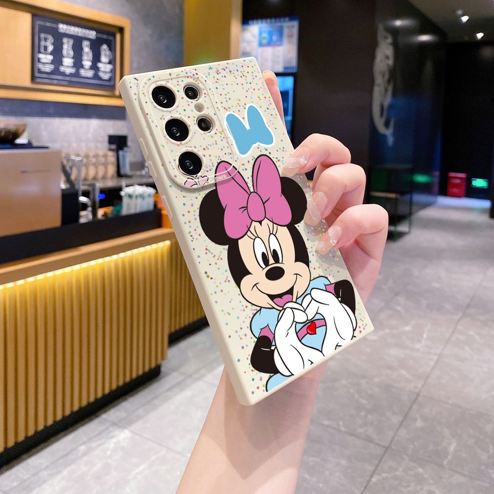 for Samsung Galaxy S24 S23 Ultra S22 Plus Note 20 S21 FE S20 Mickey Minnie Love Heart Sign Full Protective Case Anti Drop Cover