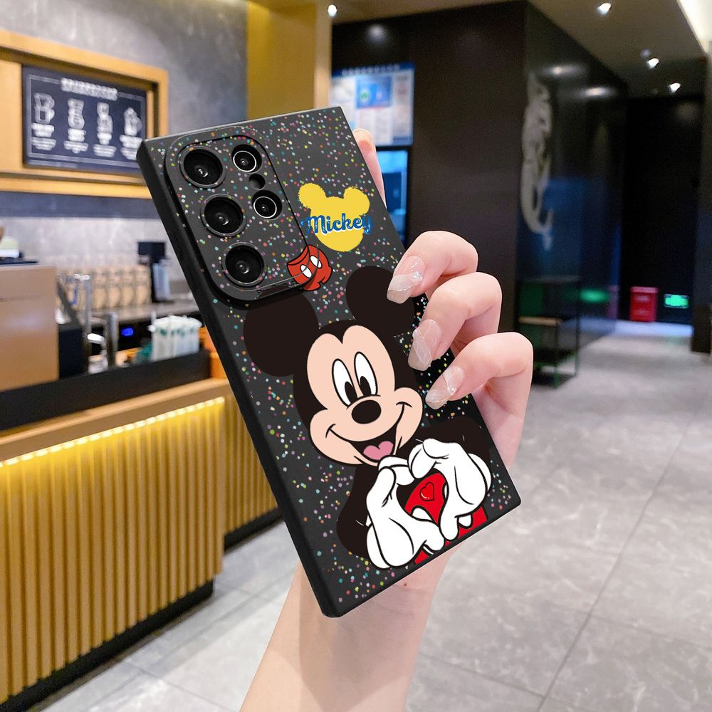 for Samsung Galaxy S24 S23 Ultra S22 Plus Note 20 S21 FE S20 Mickey Minnie Love Heart Sign Full Protective Case Anti Drop Cover