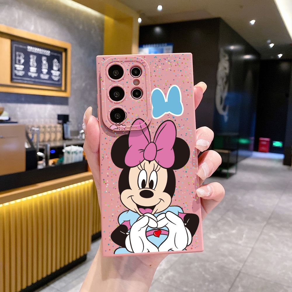 for Samsung Galaxy S24 S23 Ultra S22 Plus Note 20 S21 FE S20 Mickey Minnie Love Heart Sign Full Protective Case Anti Drop Cover