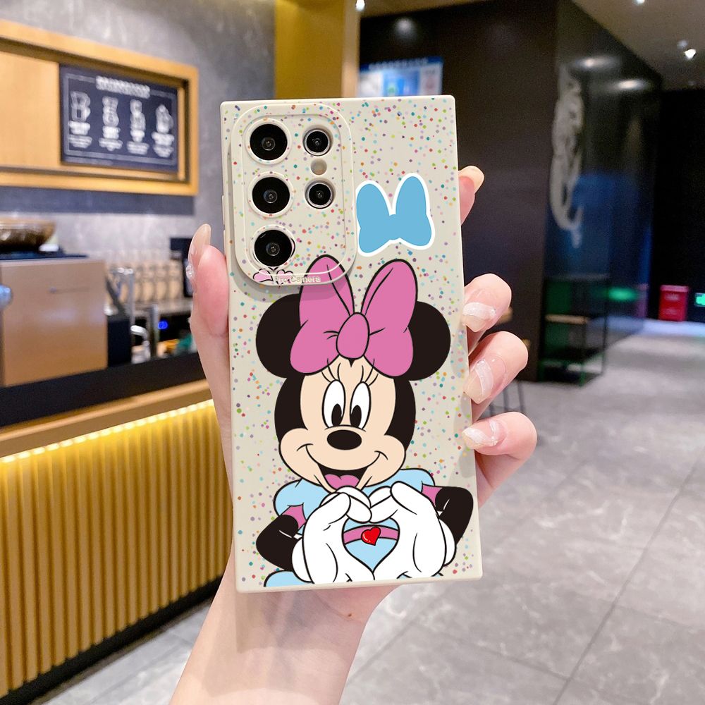 for Samsung Galaxy S24 S23 Ultra S22 Plus Note 20 S21 FE S20 Mickey Minnie Love Heart Sign Full Protective Case Anti Drop Cover