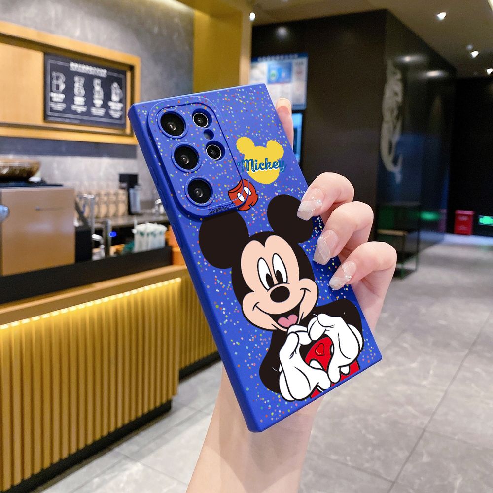 for Samsung Galaxy S24 S23 Ultra S22 Plus Note 20 S21 FE S20 Mickey Minnie Love Heart Sign Full Protective Case Anti Drop Cover