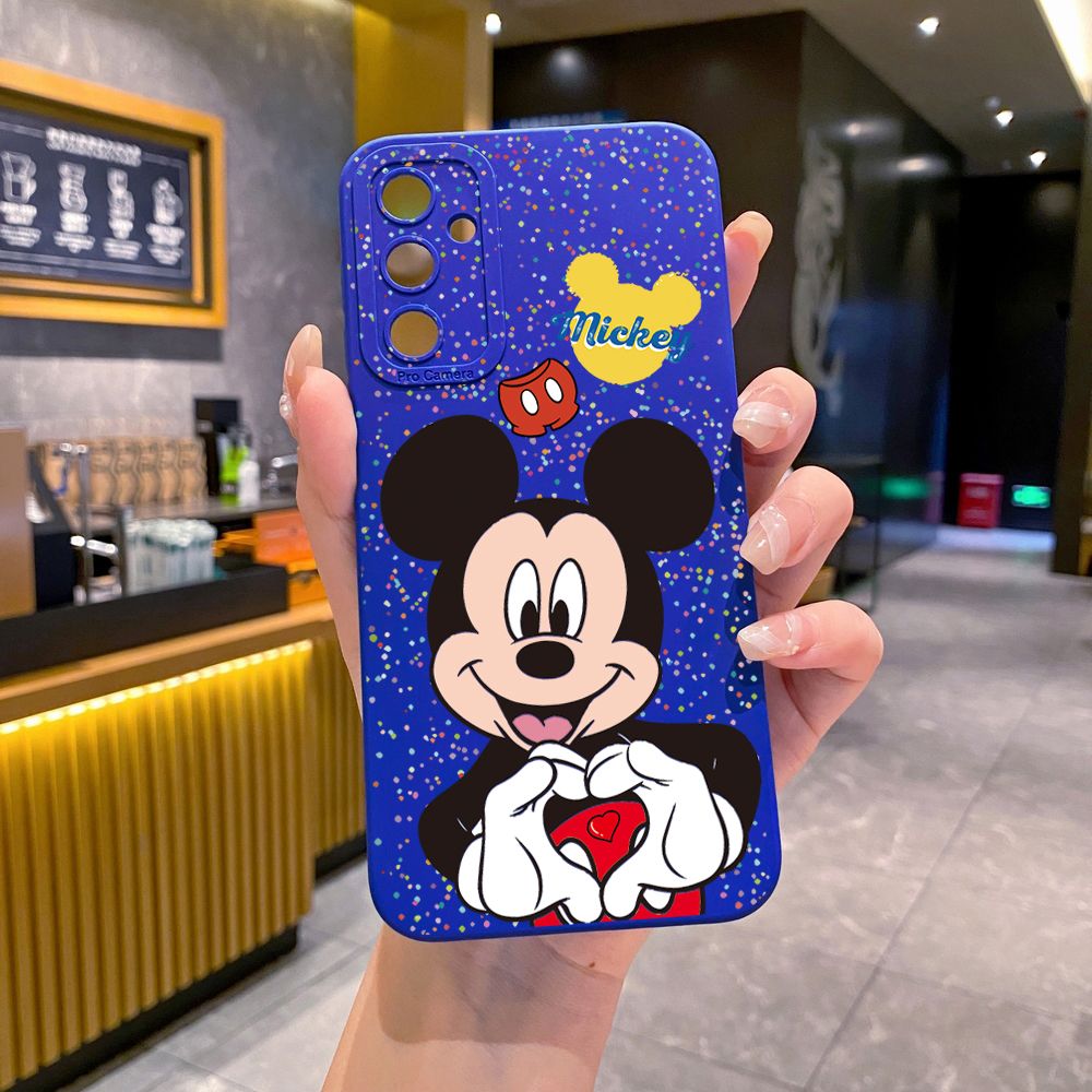 for Samsung Galaxy A15 A05 A35 A55 A04E A14 A24 A34 A54 A33 A53 A73 5G A32 A52S A72 A31 A51 A71 A11 A50 A03S Mickey Minnie Love Heart Sign Full Protective Case Anti Drop Cover
