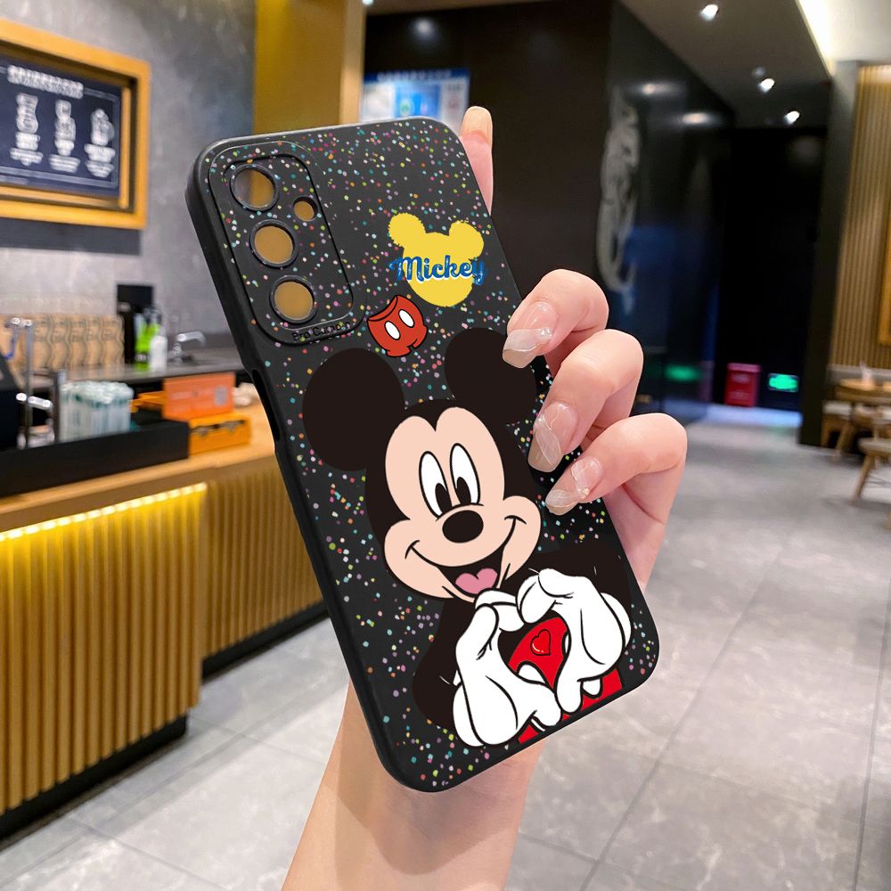 for Samsung Galaxy A15 A05 A35 A55 A04E A14 A24 A34 A54 A33 A53 A73 5G A32 A52S A72 A31 A51 A71 A11 A50 A03S Mickey Minnie Love Heart Sign Full Protective Case Anti Drop Cover