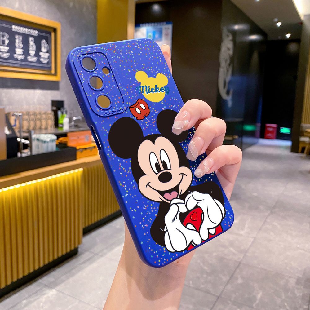 for Samsung Galaxy A15 A05 A35 A55 A04E A14 A24 A34 A54 A33 A53 A73 5G A32 A52S A72 A31 A51 A71 A11 A50 A03S Mickey Minnie Love Heart Sign Full Protective Case Anti Drop Cover