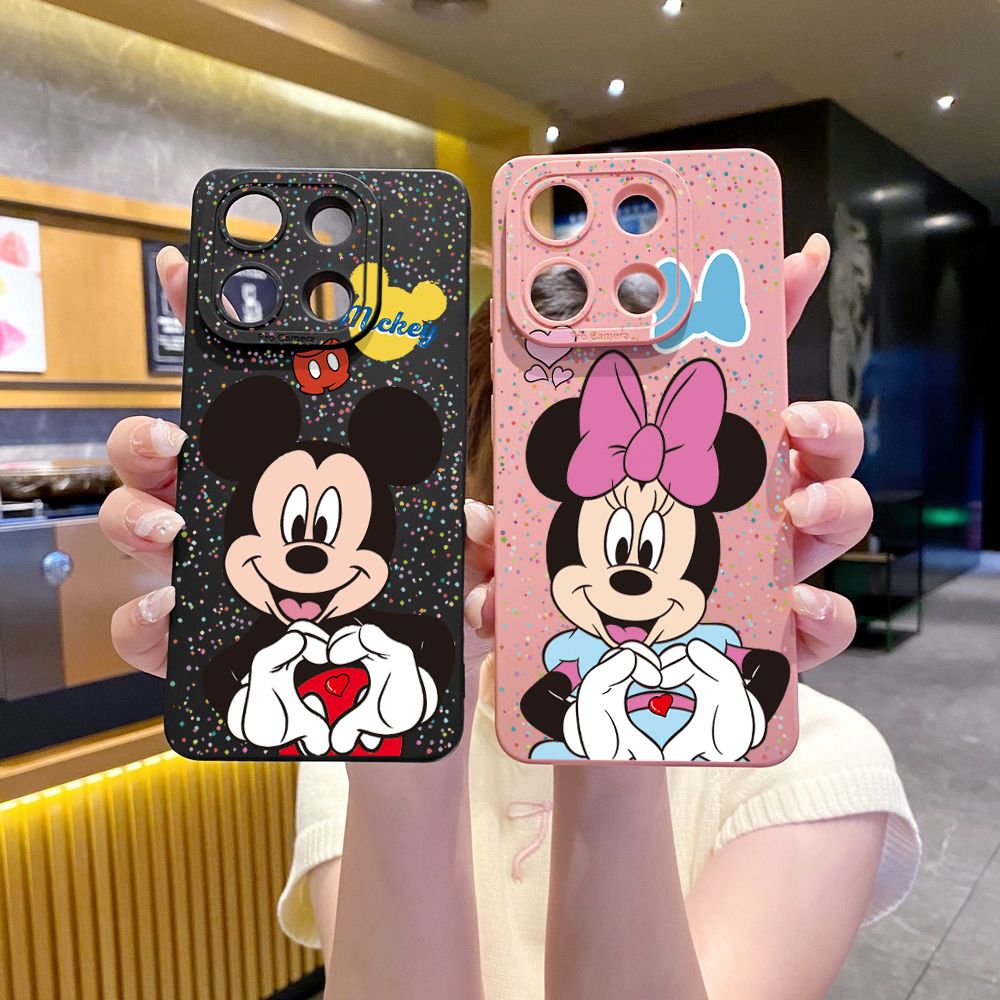 for Xiaomi Redmi Note 13 12 Pro 5G 12S 11S 13C A1 10 Pro 4G 10S Redmi 10C 9C 9S A2 Mickey Minnie Love Heart Sign Full Protective Case Anti Drop Cover