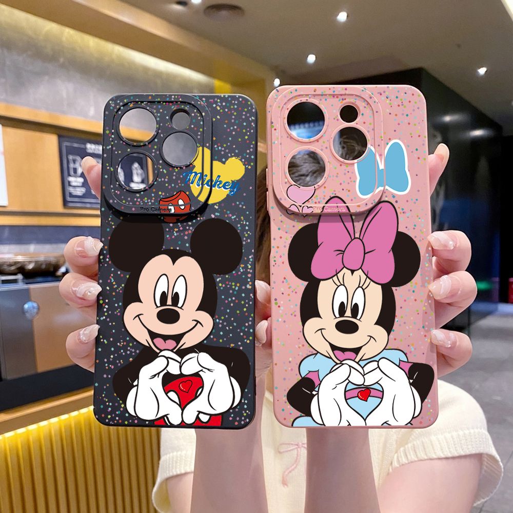 for Infinix Hot 40i 40 Pro Note 12 G96 Note 30 Hot 20 Play 20S 12i 30i 20i 10S 11 10 Play 11S 10i Smart 7 6 HD X6511 Zero 30 5G Mickey Minnie Love Heart Sign Full Protective Case Anti Drop Cover