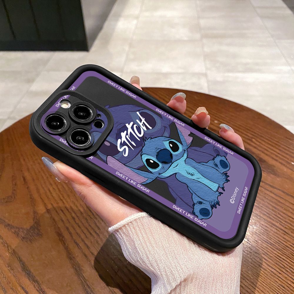for iPhone 15 Pro Max 14 Plus 13 12 11 XR 8 7 SE 2022 XS Stitch Angel Couple Full Protective Phone Case Anti Drop Cover
