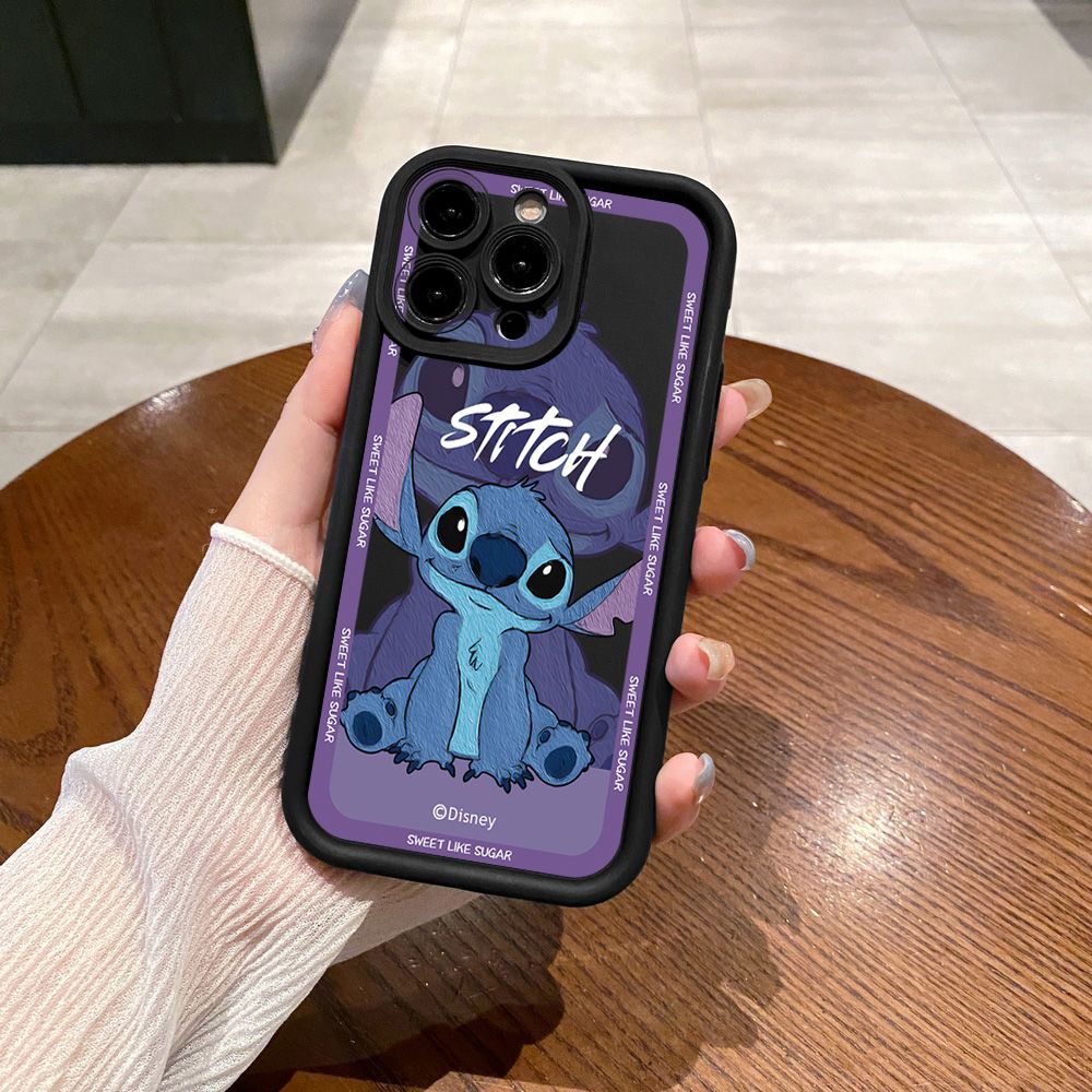 for iPhone 15 Pro Max 14 Plus 13 12 11 XR 8 7 SE 2022 XS Stitch Angel Couple Full Protective Phone Case Anti Drop Cover