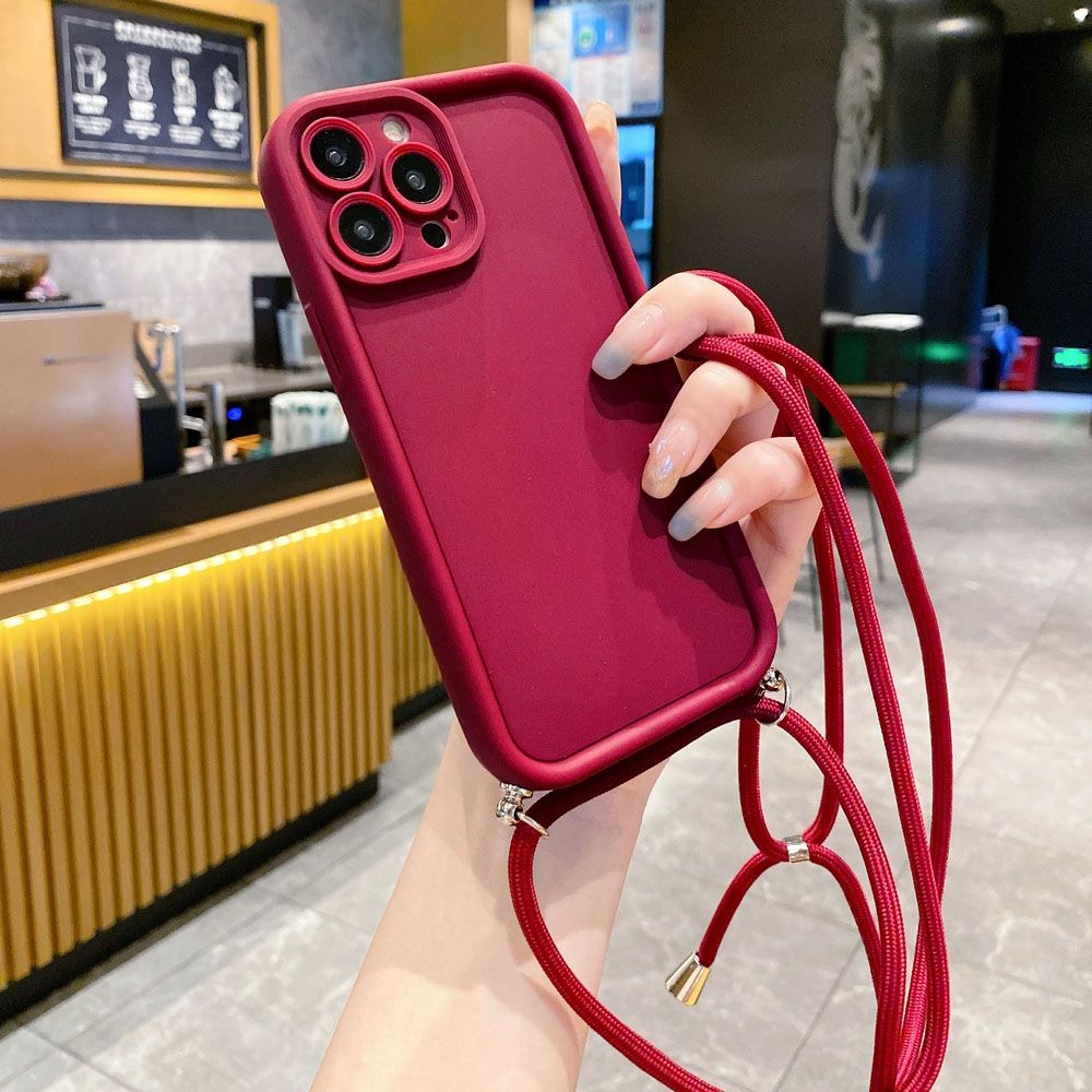 for iPhone 15 Pro Max 14 Plus 13 12 11 XR 8 7 SE 2022 XS Adjustable Crossbody Lanyard Strap Phone Case Anti Drop Cover