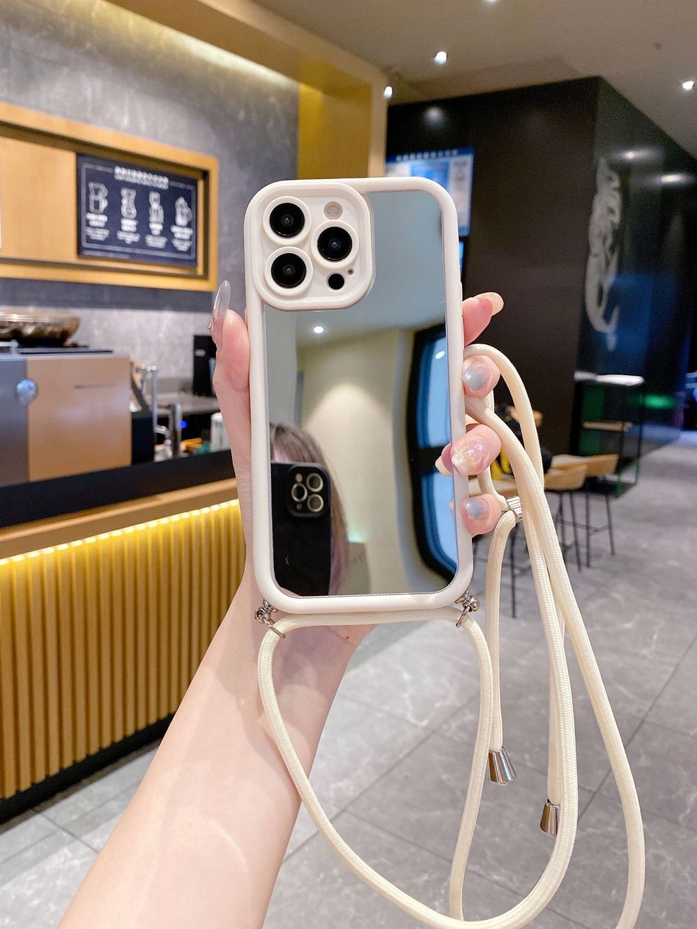 for iPhone 15 Pro Max 14 Plus 13 12 11 XR 8 7 SE 2022 XS Adjustable Crossbody Lanyard Strap Phone Case Mirror Cover