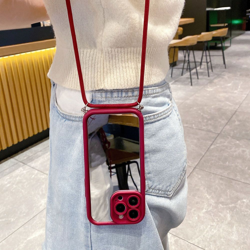for iPhone 15 Pro Max 14 Plus 13 12 11 XR 8 7 SE 2022 XS Adjustable Crossbody Lanyard Strap Phone Case Mirror Cover