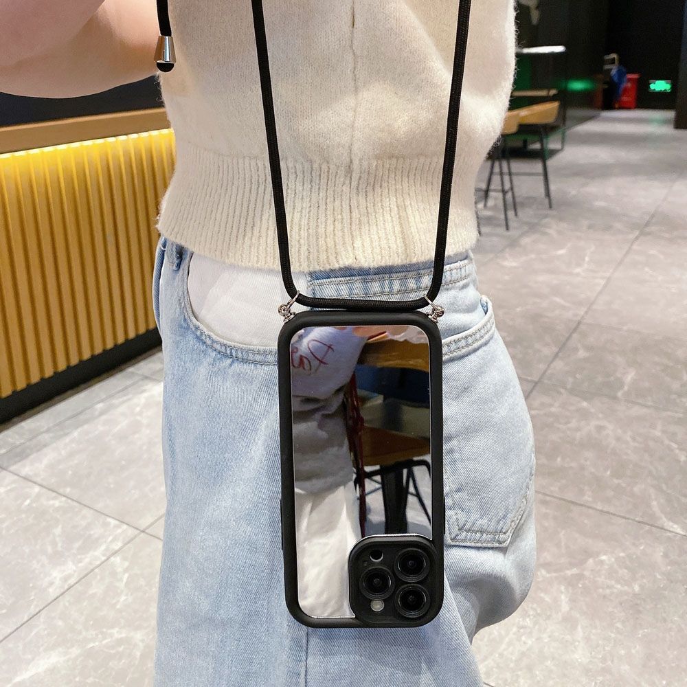 for iPhone 15 Pro Max 14 Plus 13 12 11 XR 8 7 SE 2022 XS Adjustable Crossbody Lanyard Strap Phone Case Mirror Cover