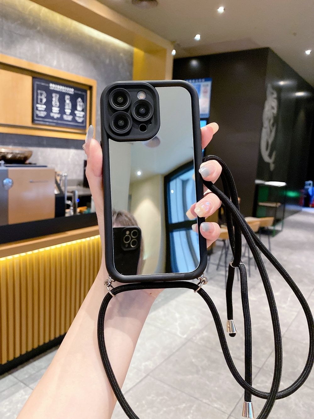 for iPhone 15 Pro Max 14 Plus 13 12 11 XR 8 7 SE 2022 XS Adjustable Crossbody Lanyard Strap Phone Case Mirror Cover