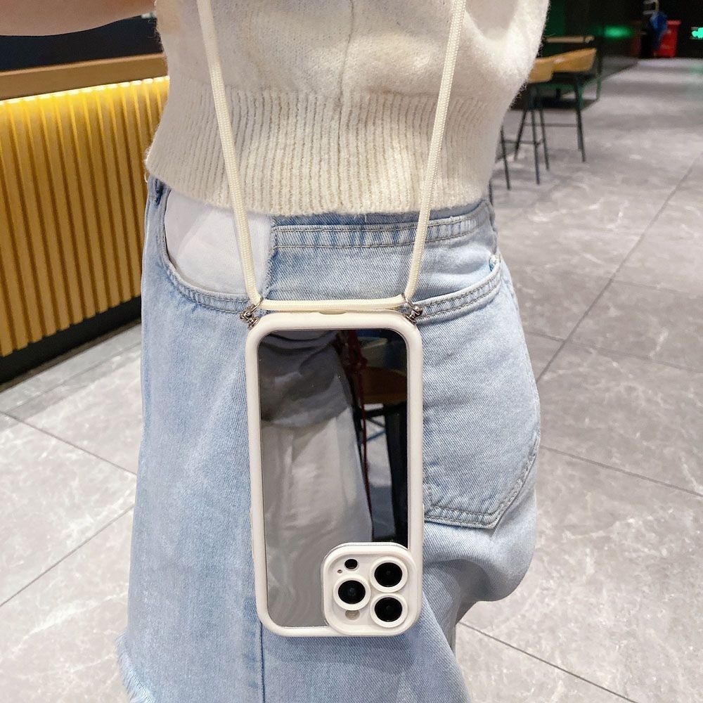 for iPhone 15 Pro Max 14 Plus 13 12 11 XR 8 7 SE 2022 XS Adjustable Crossbody Lanyard Strap Phone Case Mirror Cover