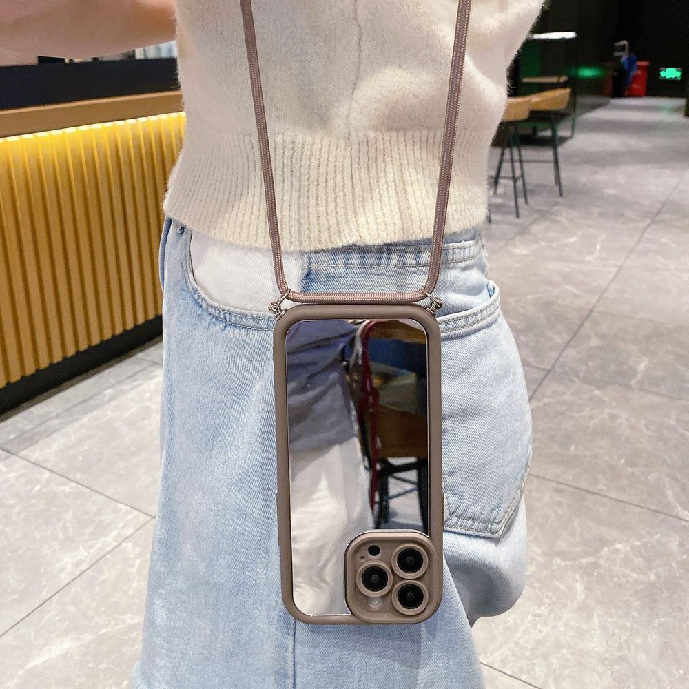 for iPhone 15 Pro Max 14 Plus 13 12 11 XR 8 7 SE 2022 XS Adjustable Crossbody Lanyard Strap Phone Case Mirror Cover