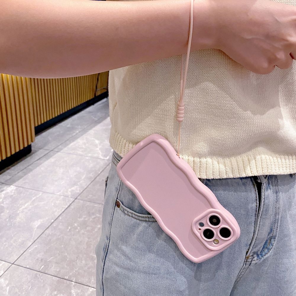 For OPPO Reno 5 6 Lite 7 8 Reno 7Z 8 Z 5F F19 F21 Pro Wrist Strap Anti Drop Phone Case Wave Frame Cover