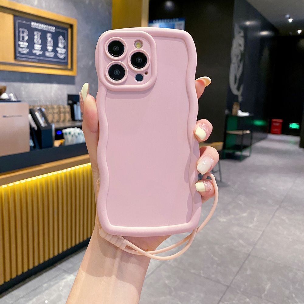 For OPPO Reno 5 6 Lite 7 8 Reno 7Z 8 Z 5F F19 F21 Pro Wrist Strap Anti Drop Phone Case Wave Frame Cover