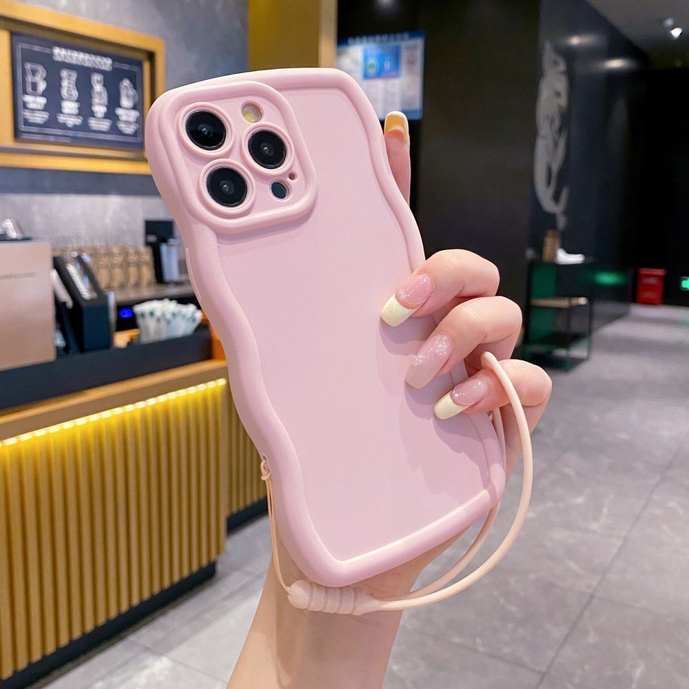 For OPPO Reno 5 6 Lite 7 8 Reno 7Z 8 Z 5F F19 F21 Pro Wrist Strap Anti Drop Phone Case Wave Frame Cover