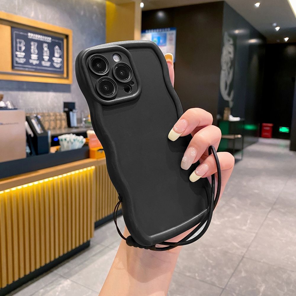 For OPPO Reno 5 6 Lite 7 8 Reno 7Z 8 Z 5F F19 F21 Pro Wrist Strap Anti Drop Phone Case Wave Frame Cover