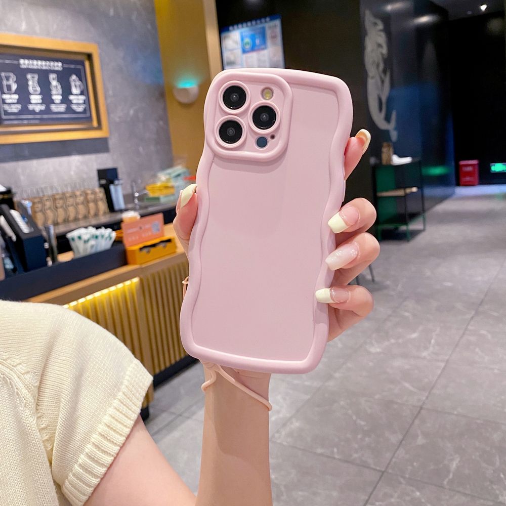 For OPPO Reno 5 6 Lite 7 8 Reno 7Z 8 Z 5F F19 F21 Pro Wrist Strap Anti Drop Phone Case Wave Frame Cover