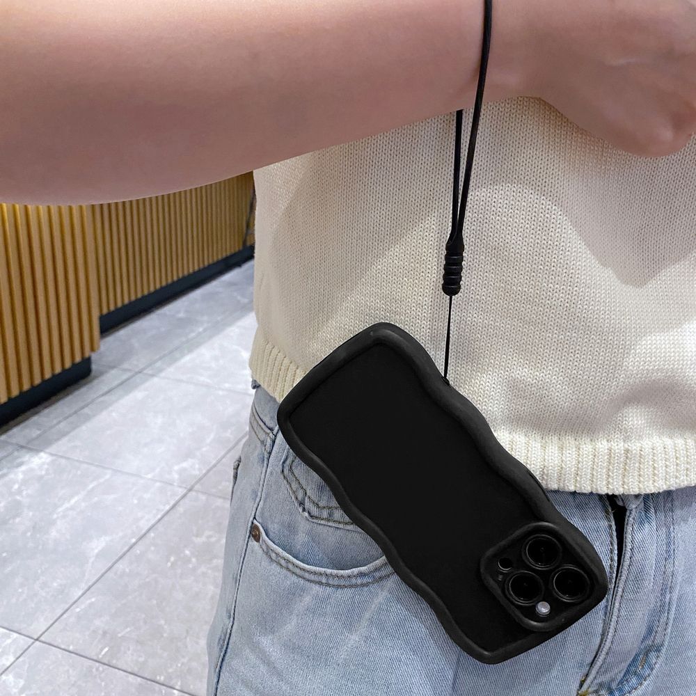 For OPPO Reno 5 6 Lite 7 8 Reno 7Z 8 Z 5F F19 F21 Pro Wrist Strap Anti Drop Phone Case Wave Frame Cover