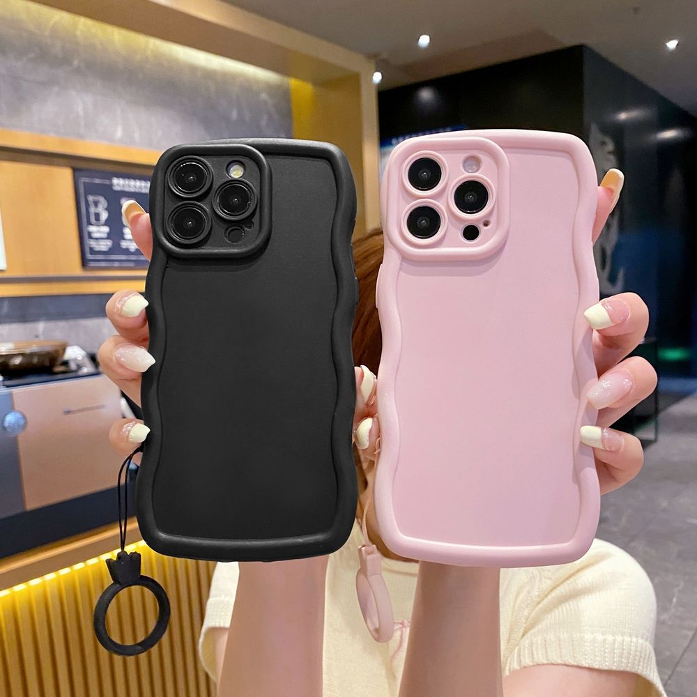 For OPPO Reno 5 6 Lite 7 8 Reno 7Z 8 Z 5F F19 F21 Pro Ring Strap Wave Frame Phone Case Anti Drop Cover