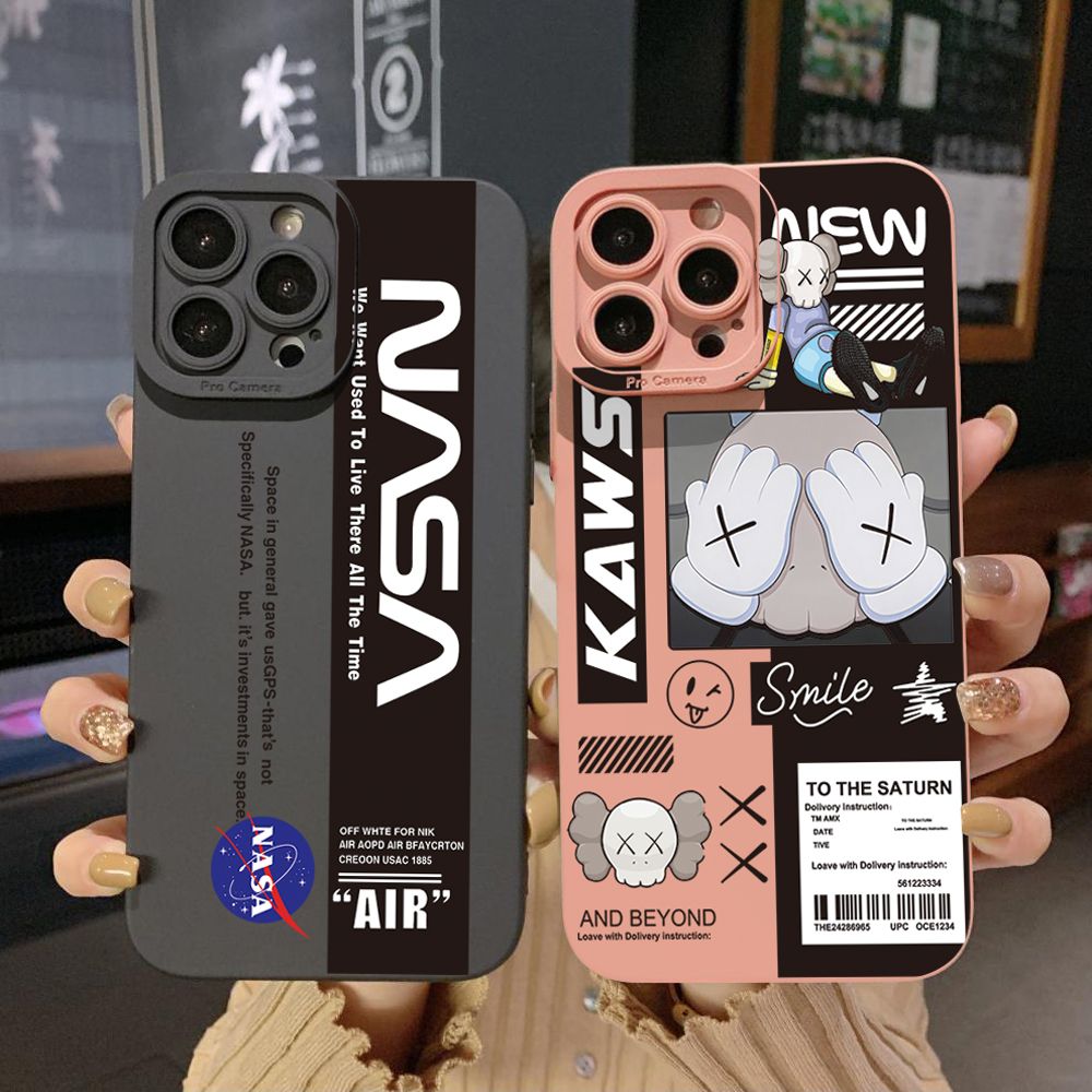 for iPhone 15 Pro Max 14 Plus 13 Pro Max 12 iPhone 11 XR 8 7 SE 2022 XS Max NASA Kaws Full Protective Case Anti Drop Cover