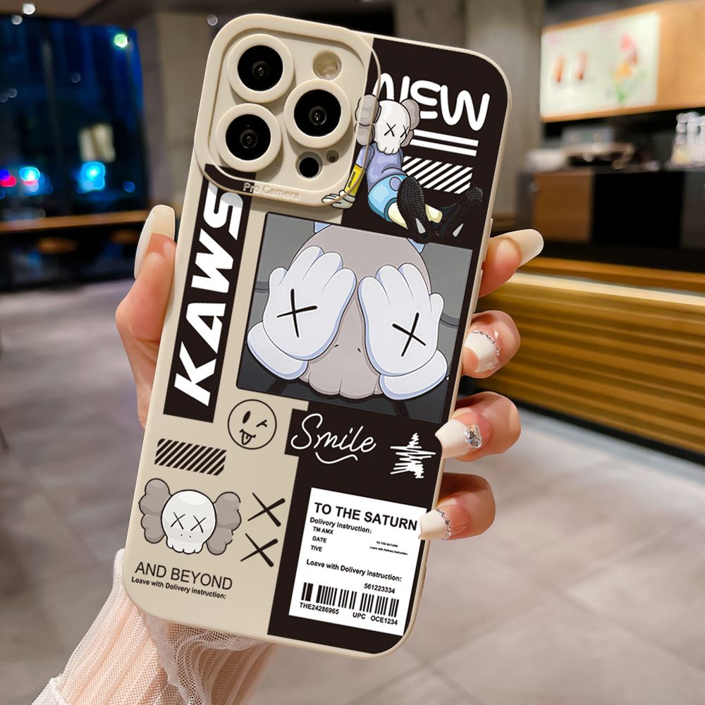 for iPhone 15 Pro Max 14 Plus 13 Pro Max 12 iPhone 11 XR 8 7 SE 2022 XS Max NASA Kaws Full Protective Case Anti Drop Cover