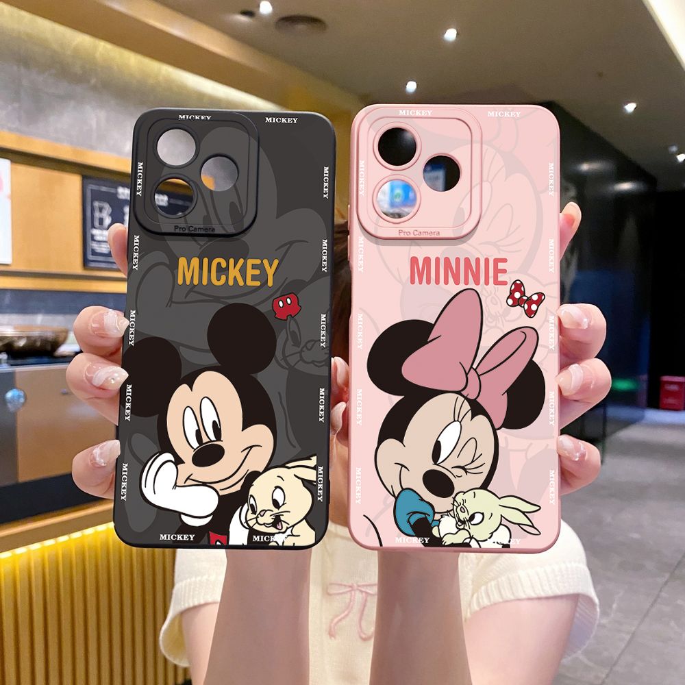 for Realme C67 C53 C51 Note 50 C21 C33 C30 C35 C11 2021 C12 C15 C21Y C25Y C25S Realme5 5i 6i 9i 8 Pro Bunny Mickey Minnie Couple Full Protective Case Anti Drop Cover