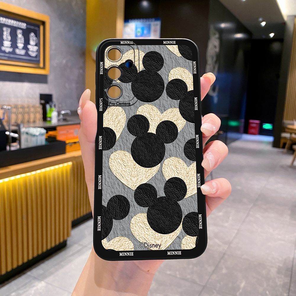 for Samsung Galaxy A15 A05 A35 A55 A04E A14 A24 A34 A54 A33 A53 A73 5G A32 A52S A72 A31 A51 A71 A11 A50 A03S Mickey Minnie Face Full Protective Case Anti Drop Cover