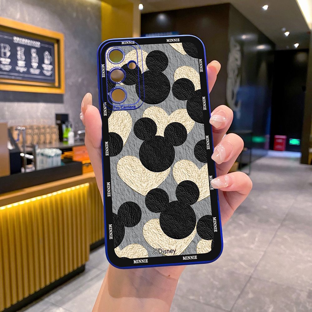 for Samsung Galaxy A15 A05 A35 A55 A04E A14 A24 A34 A54 A33 A53 A73 5G A32 A52S A72 A31 A51 A71 A11 A50 A03S Mickey Minnie Face Full Protective Case Anti Drop Cover