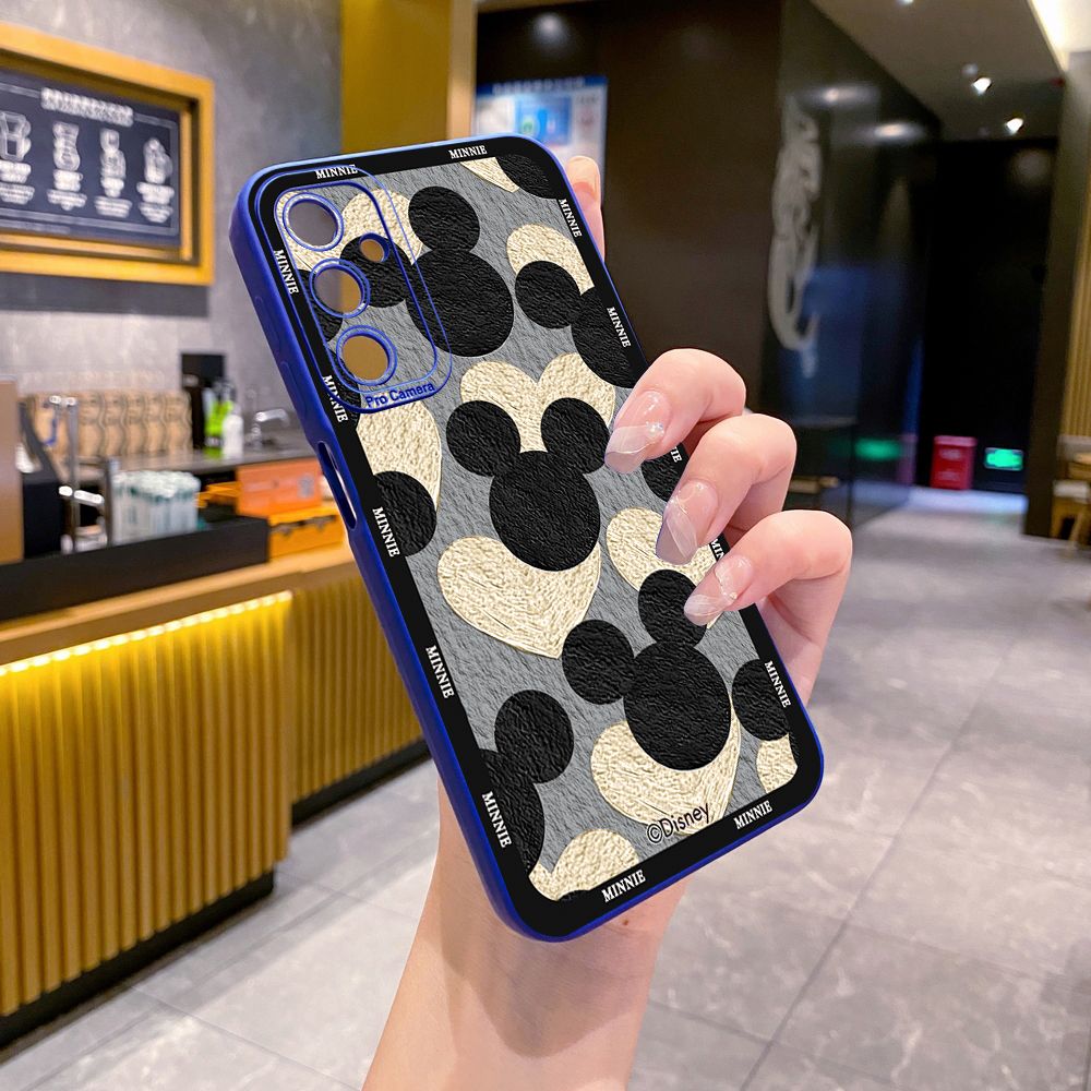 for Samsung Galaxy A15 A05 A35 A55 A04E A14 A24 A34 A54 A33 A53 A73 5G A32 A52S A72 A31 A51 A71 A11 A50 A03S Mickey Minnie Face Full Protective Case Anti Drop Cover