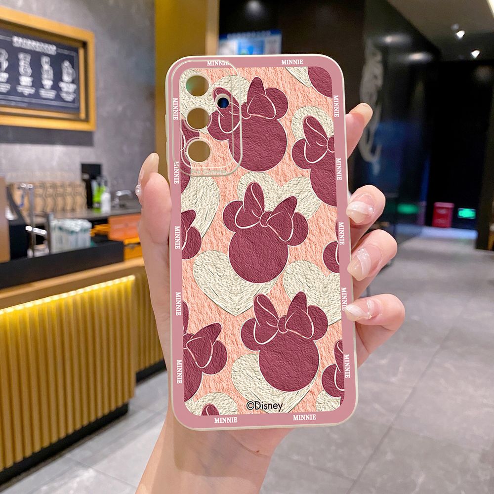 for Samsung Galaxy A15 A05 A35 A55 A04E A14 A24 A34 A54 A33 A53 A73 5G A32 A52S A72 A31 A51 A71 A11 A50 A03S Mickey Minnie Face Full Protective Case Anti Drop Cover