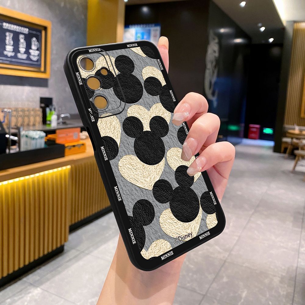 for Samsung Galaxy A15 A05 A35 A55 A04E A14 A24 A34 A54 A33 A53 A73 5G A32 A52S A72 A31 A51 A71 A11 A50 A03S Mickey Minnie Face Full Protective Case Anti Drop Cover