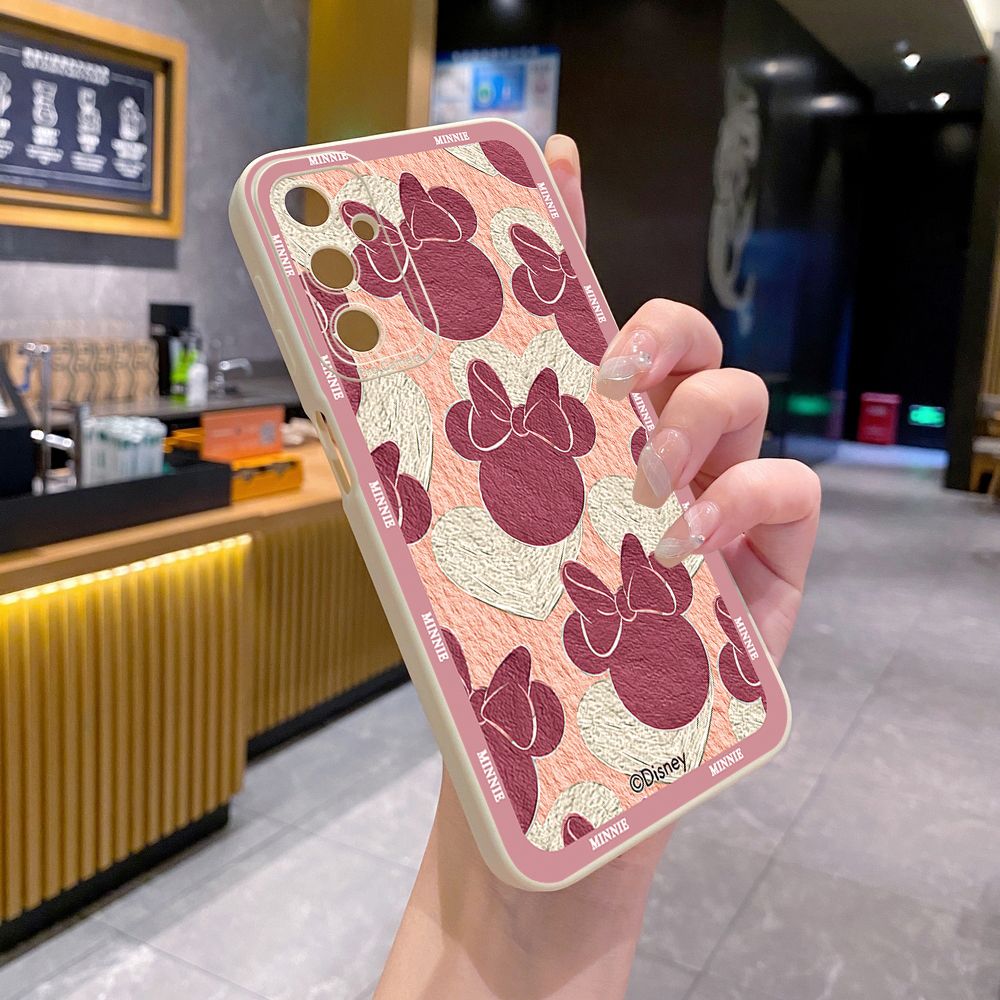 for Samsung Galaxy A15 A05 A35 A55 A04E A14 A24 A34 A54 A33 A53 A73 5G A32 A52S A72 A31 A51 A71 A11 A50 A03S Mickey Minnie Face Full Protective Case Anti Drop Cover