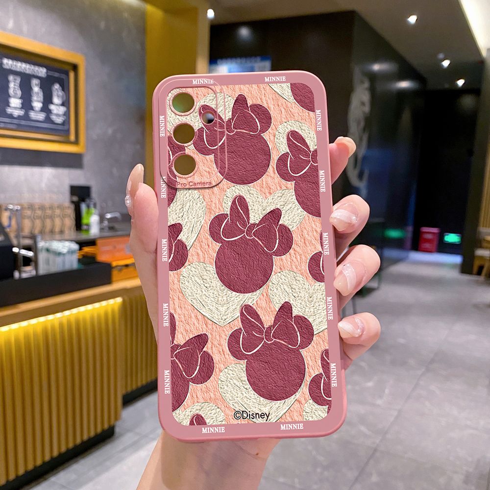 for Samsung Galaxy A15 A05 A35 A55 A04E A14 A24 A34 A54 A33 A53 A73 5G A32 A52S A72 A31 A51 A71 A11 A50 A03S Mickey Minnie Face Full Protective Case Anti Drop Cover