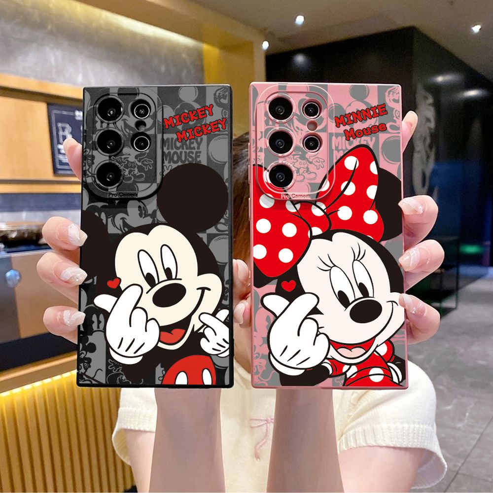 for Samsung Galaxy S24 S23 Ultra S22 Plus Note 20 S21 FE S20 Sweet Couple Mickey Minnie Full Protective Case Anti Drop Cover