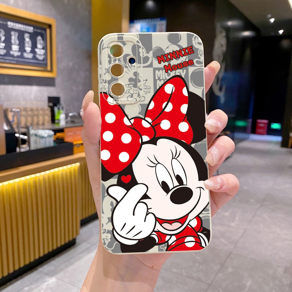 for Samsung Galaxy A15 A05 A35 A55 A04E A14 A24 A34 A54 A33 A53 A73 5G A32 A52S A72 A31 A51 A71 A11 A50 A03S Sweet Couple Mickey Minnie Full Protective Case Anti Drop Cover