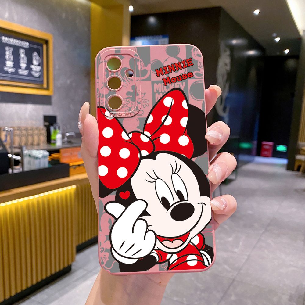 for Samsung Galaxy A15 A05 A35 A55 A04E A14 A24 A34 A54 A33 A53 A73 5G A32 A52S A72 A31 A51 A71 A11 A50 A03S Sweet Couple Mickey Minnie Full Protective Case Anti Drop Cover
