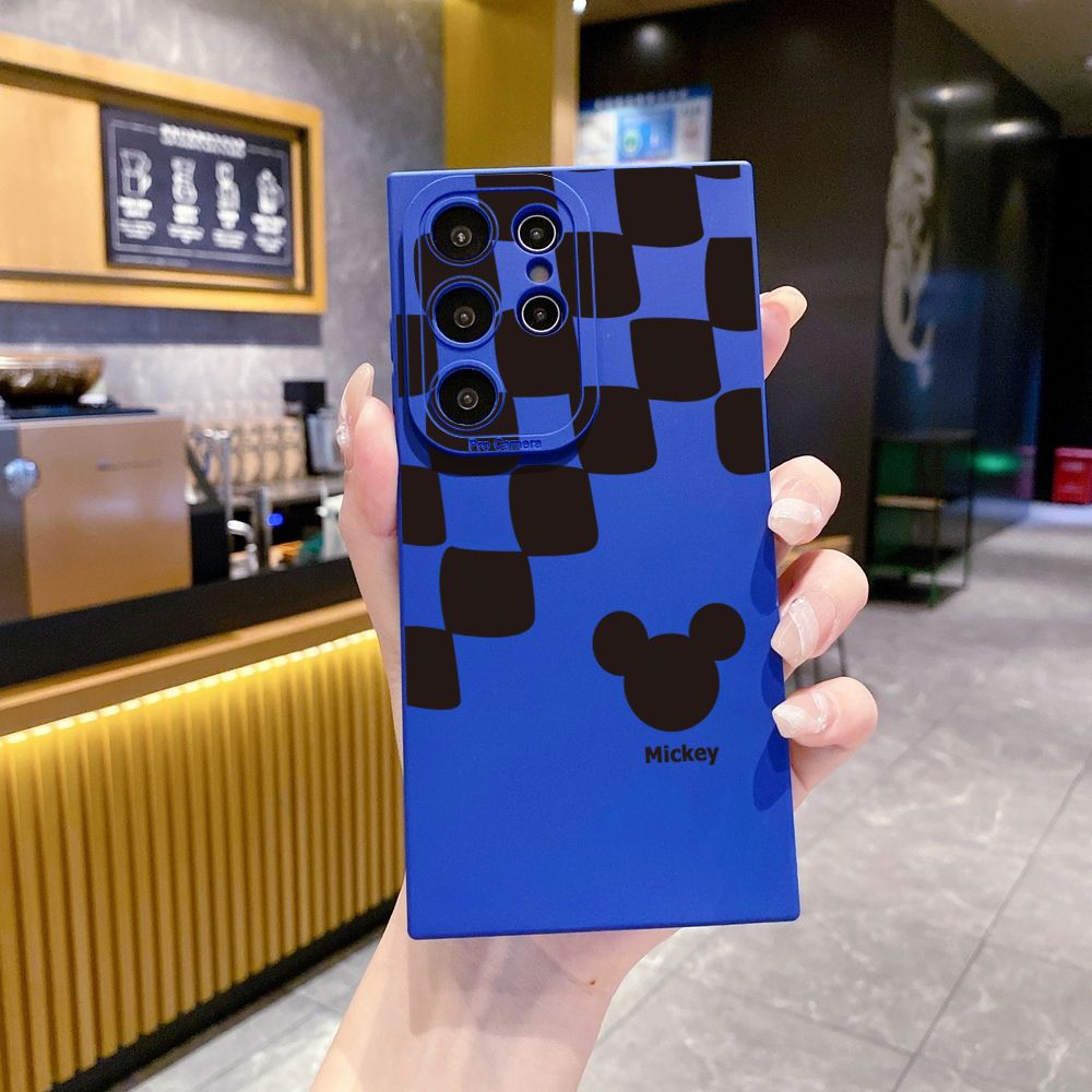 for Samsung Galaxy S24 S23 Ultra S22 Plus Note 20 S21 FE S20 Plaid Mickey Full Protective Case Anti Drop Cover