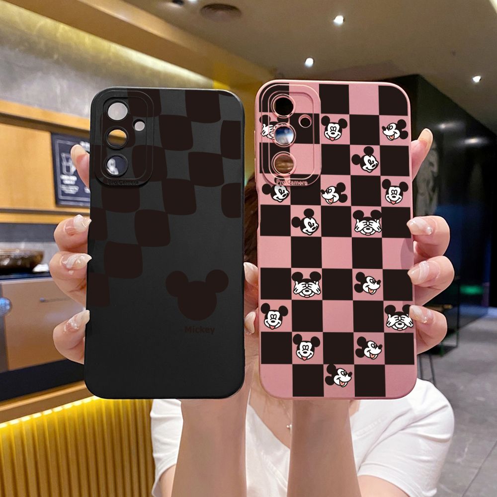 for Samsung Galaxy A15 A05 A35 A55 A04E A14 A24 A34 A54 A33 A53 A73 5G A32 A52S A72 A31 A51 A71 A11 A50 A03S Plaid Mickey Full Protective Case Anti Drop Cover
