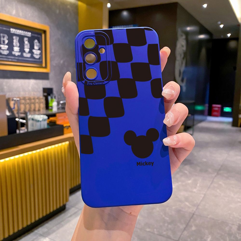 for Samsung Galaxy A15 A05 A35 A55 A04E A14 A24 A34 A54 A33 A53 A73 5G A32 A52S A72 A31 A51 A71 A11 A50 A03S Plaid Mickey Full Protective Case Anti Drop Cover