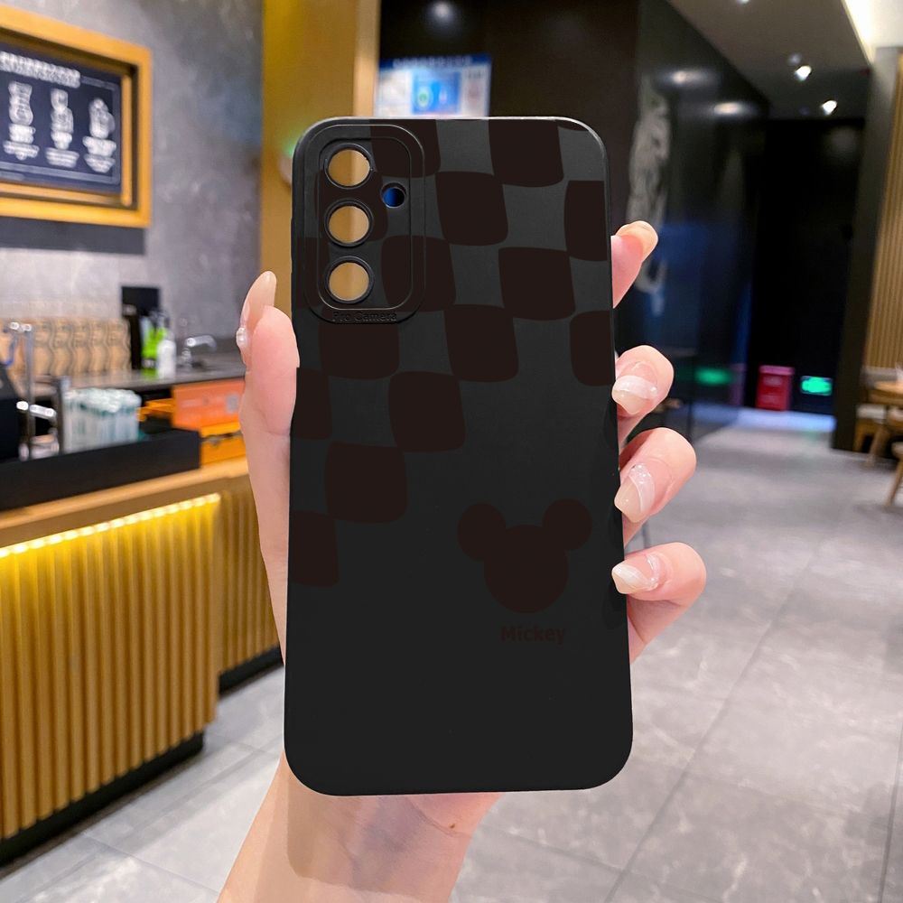 for Samsung Galaxy A15 A05 A35 A55 A04E A14 A24 A34 A54 A33 A53 A73 5G A32 A52S A72 A31 A51 A71 A11 A50 A03S Plaid Mickey Full Protective Case Anti Drop Cover