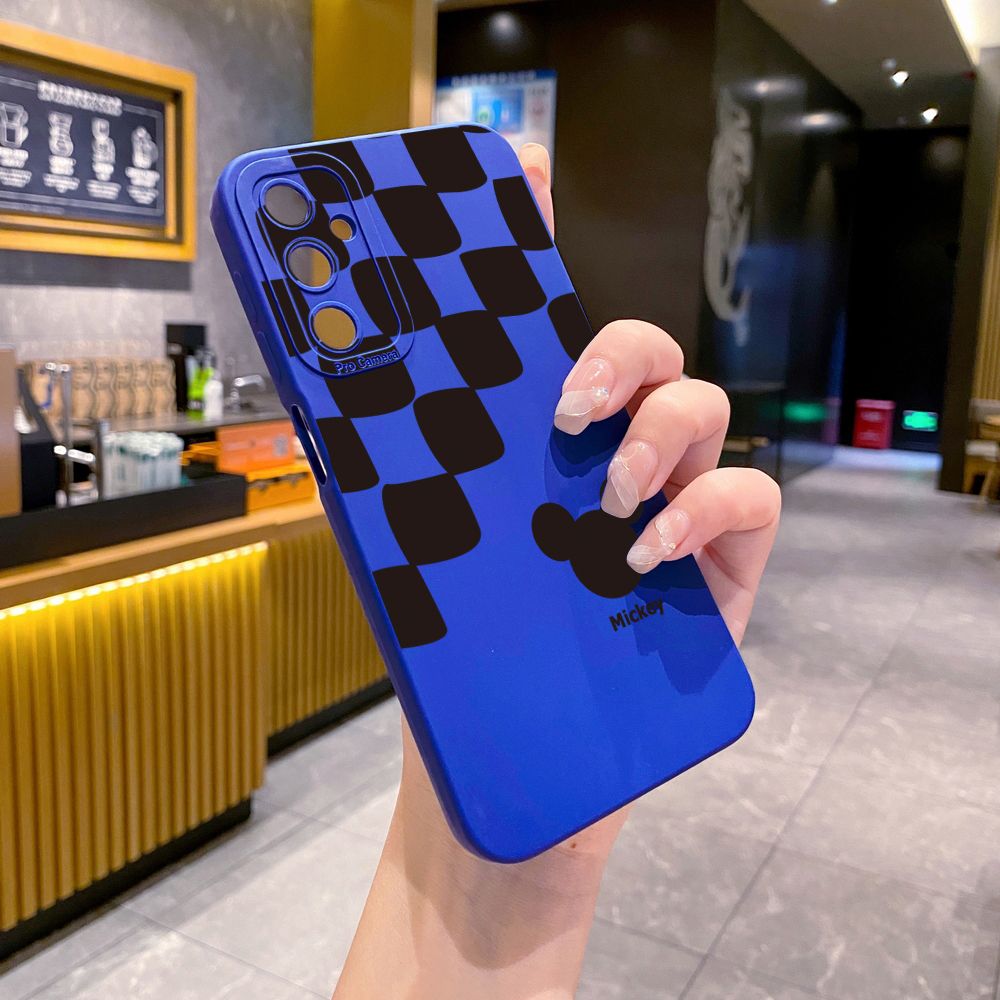 for Samsung Galaxy A15 A05 A35 A55 A04E A14 A24 A34 A54 A33 A53 A73 5G A32 A52S A72 A31 A51 A71 A11 A50 A03S Plaid Mickey Full Protective Case Anti Drop Cover