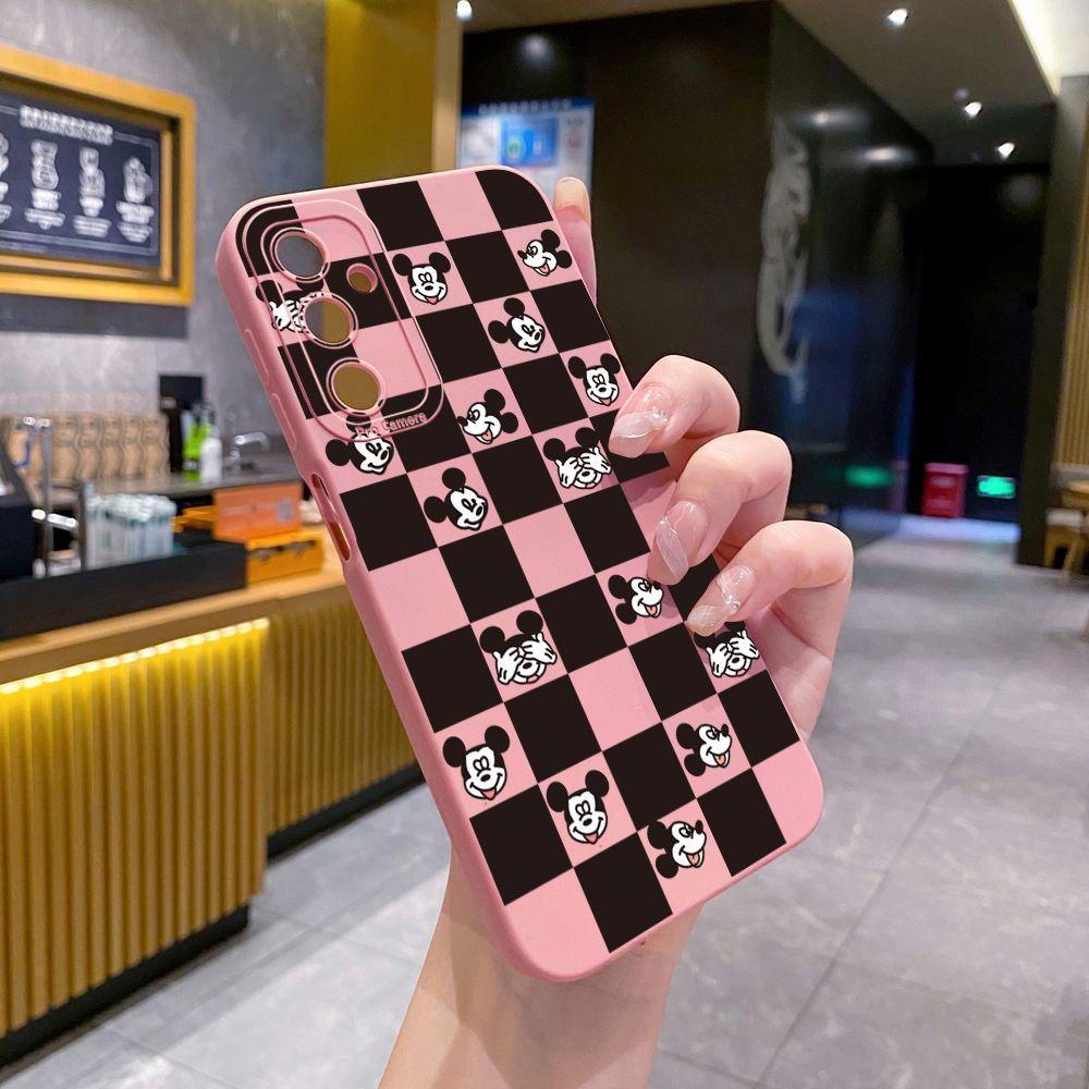 for Samsung Galaxy A15 A05 A35 A55 A04E A14 A24 A34 A54 A33 A53 A73 5G A32 A52S A72 A31 A51 A71 A11 A50 A03S Plaid Mickey Full Protective Case Anti Drop Cover
