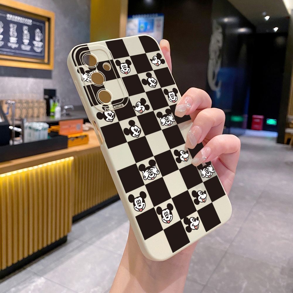 for Samsung Galaxy A15 A05 A35 A55 A04E A14 A24 A34 A54 A33 A53 A73 5G A32 A52S A72 A31 A51 A71 A11 A50 A03S Plaid Mickey Full Protective Case Anti Drop Cover